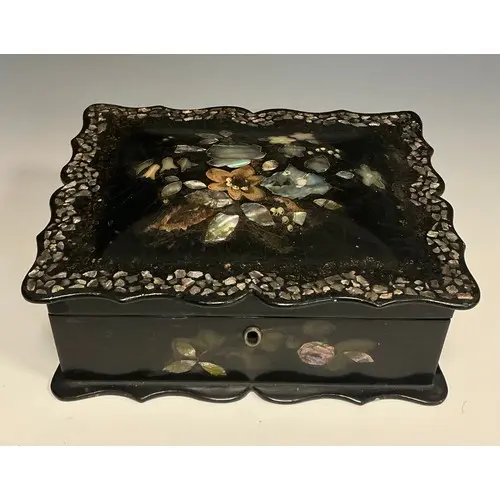 A Victorian papier mache shaped rectangular dressing table w...