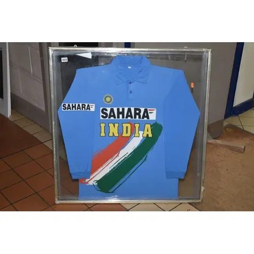 A FRAMED INDIAN ONE DAY INTERNATIONAL (ODI) CRICKET SHIRT, n...