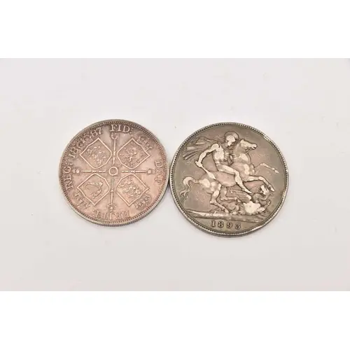 Silver. A Queen Victoria Crown dated 1893 LV1 and a Double F...
