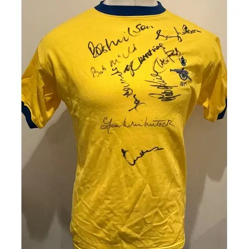 Arsenal 1971 FA Cup Final Signed Football Shirt: Yellow shor...