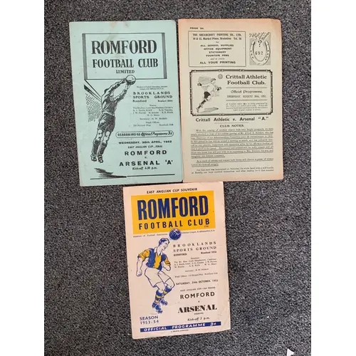 Arsenal East Anglian Cup Away Football Programmes: 51/52 Cri...