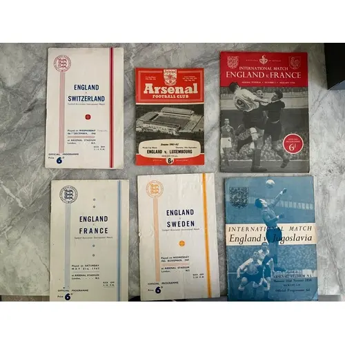 England Full International Football Programmes At Arsenal: 1...