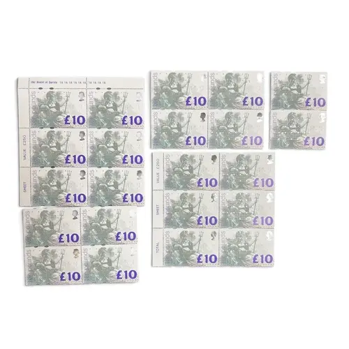 ELIZABETH II: £10 STAMPS, EIGHTEEN, UNMOUNTED MINT
