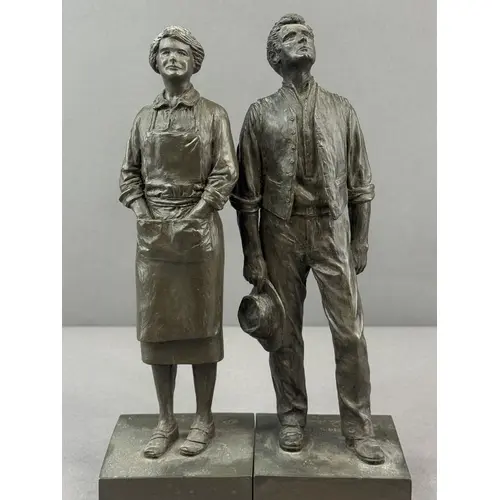 Decorative Arts: Peter Hicks- a bronzed figure of a man in w...