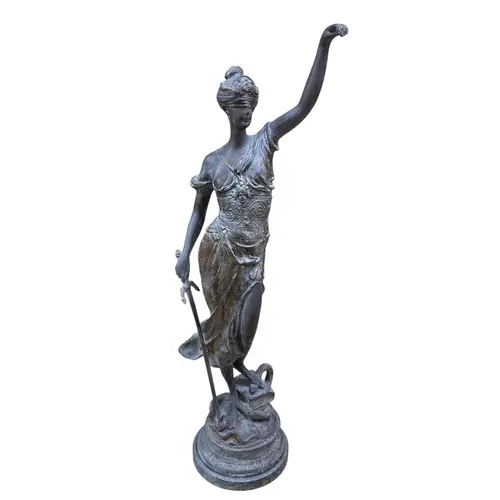 After Alois Mayer , a dark patinated bronze, Lady Justice, h...