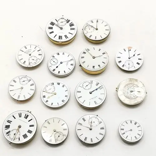 14 x pocket watch movements inc Leah (London) etc - for spar...