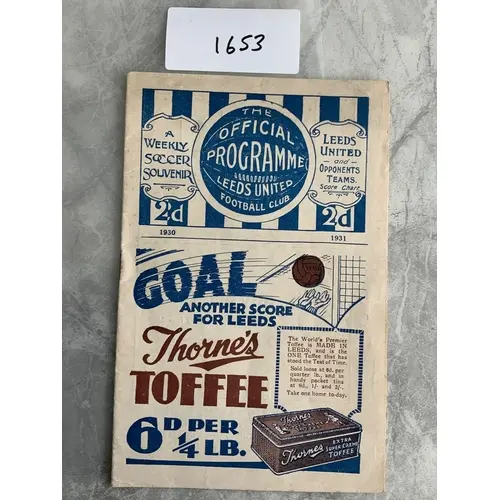 1930 - 1931 Leeds United v Chelsea Football Programme: Good ...
