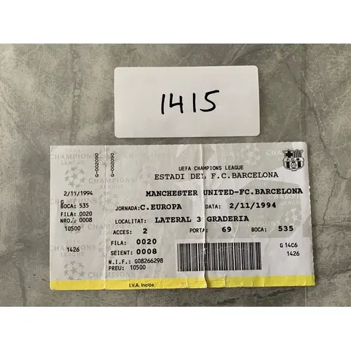 1994 Barcelona v Manchester United Football Ticket: Champion...