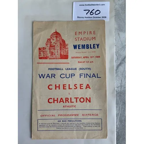 1944 FA Cup Final Football Programme: Chelsea v Charlton at ...