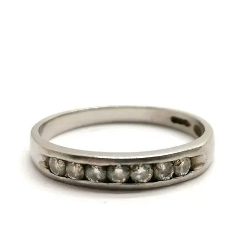 Platinum marked channel set diamond ring - size Q½ & 3.7g to...