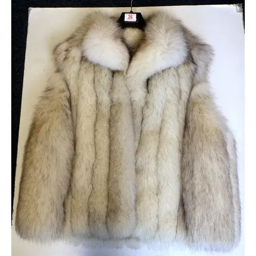 A vintage ladies blue fox fur gilet