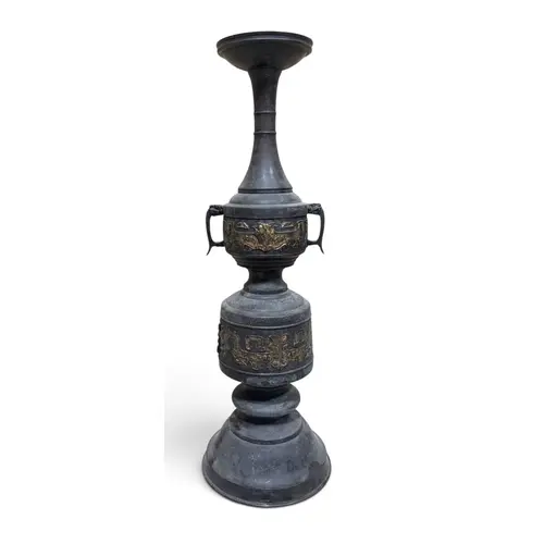 A CHINESE BRONZE CANDLESTICK 56 cm