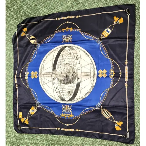 'Foulard tons de bleu' silk scarf in the style of Hermes and...