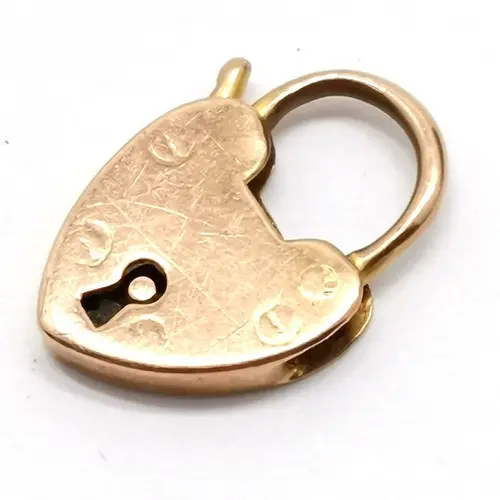 Antique 9ct marked rose gold heart shaped padlock clasp by W...