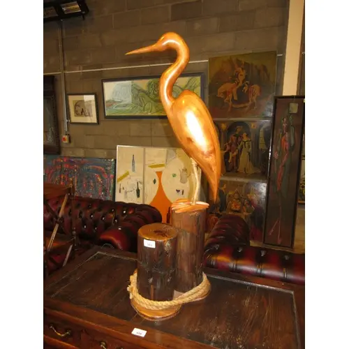 Wooden Sculpture of a Water Bird, 86cm h
