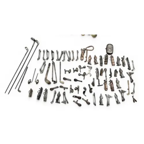 A COLLECTION OF STERLING SILVER NOVELTY SPORTING BROOCHES, C...