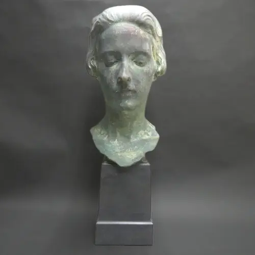 Cecil Gunthorp - A verdigris bronzed plaster sculpture on st...