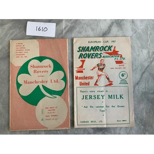 Shamrock Rovers v Manchester United Football Programmes: 57/...