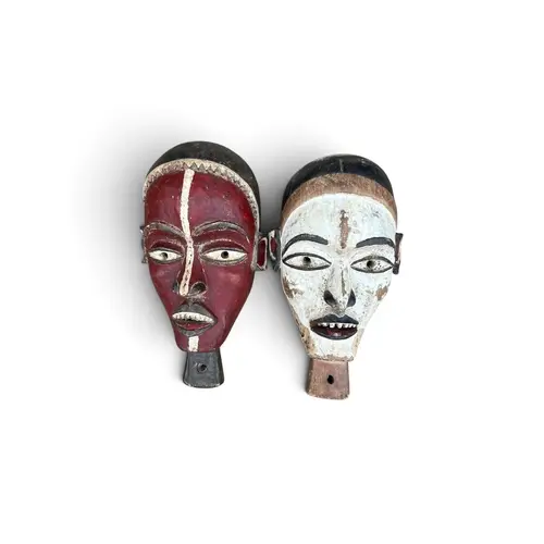 TWO IBIBIO MASKS FROM NIGERIA Largest 38cm L