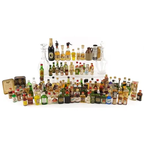 A large collection of vintage alcohol miniatures including J...