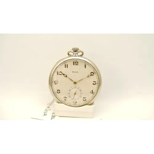 Doxa open face pocket watch. 49mm. Diamond pattern dial with...