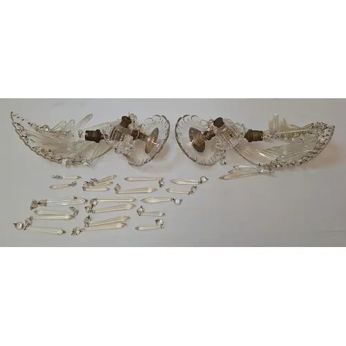 Pair Crystal waterfall wall sconces with cascading icicle te...