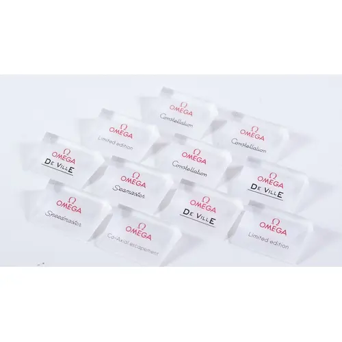 OMEGA: shop display, 11x clear acrylic stands, 1x Speedmaste...