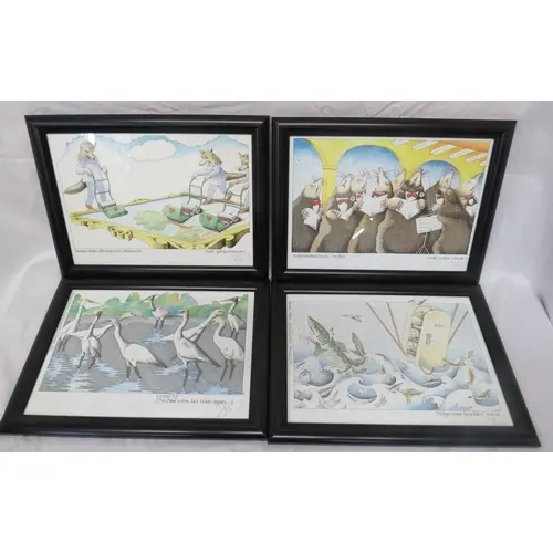 4 x F/g Signed Simon Drew Prints 'Wolf Gang Mows Art', 'Mole...