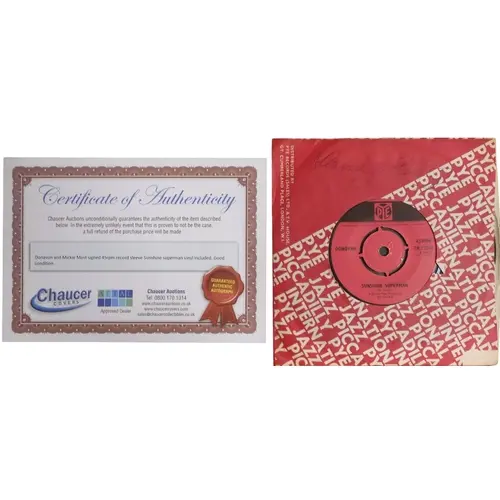 DONOVAN - A signed 7" pressing of 'Sunshine Superman' w...