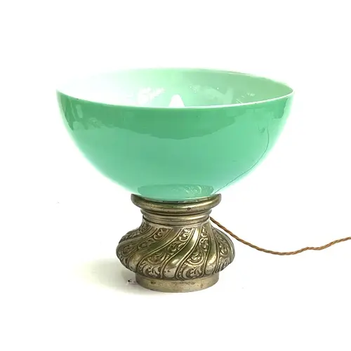 A milk glass lamp, 35cm diameter