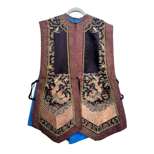 An antique Chinese embroidered Xia Pei embroidered tabbard j...