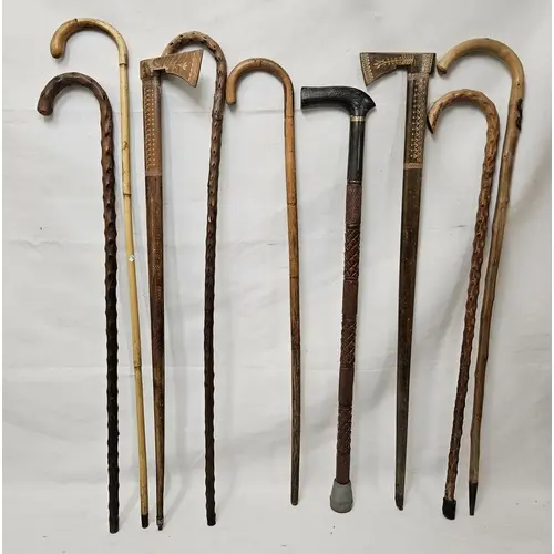 Walking Sticks/Canes, 2 with head handles (9)