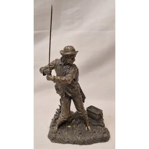 Composition Bronze Effect Figurine Fisherman approx. 40cm H