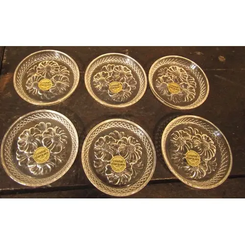 Set of Six Vintage Cristal D Arques Wine Glass Coasters Unus...
