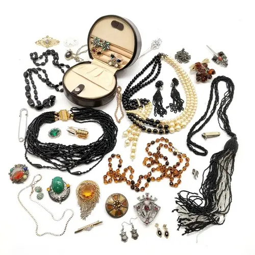 Qty of costume jewellery inc beaded necklace with long 25cm ...