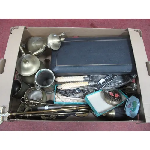 Metalware and Cutlery, including four-piece brass tea servic...
