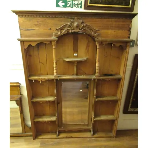 Large 19th Century pine and mahogany overmantel, with a cent...