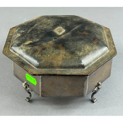 Silver: a large octagonal dressing table box by Charles Henr...