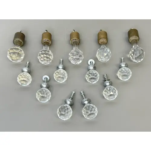 A set of eight multi-faceted crystal glass and chrome cabine...