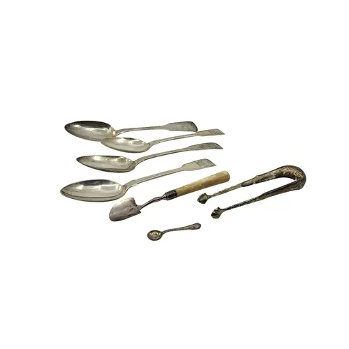 A COLLECTION OF ANTIQUE IRISH SILVER (.925) to include four ...