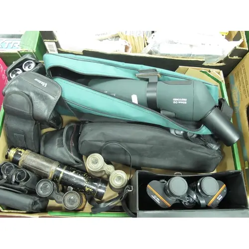 Optical equipment, including antique three-draw brass telesc...