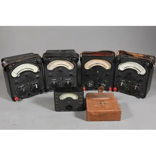 4 Avometers , 3 Model 8, 1 ex BBC, stamped 326 and an AVOmin...