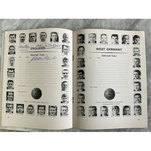England 1966 World Cup Final Signed Football Programme: Offi...