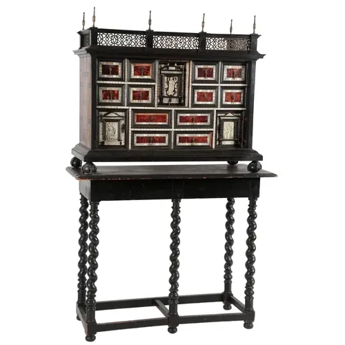A Spanish Baroque ebony, fruitwood, tortoiseshell and ivory ...