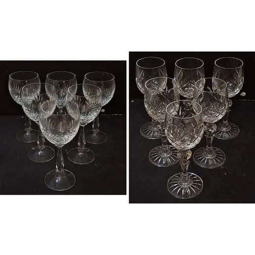6 Crystal Red Wine Goblets approx. 18cm H & 6 Small White Wi...