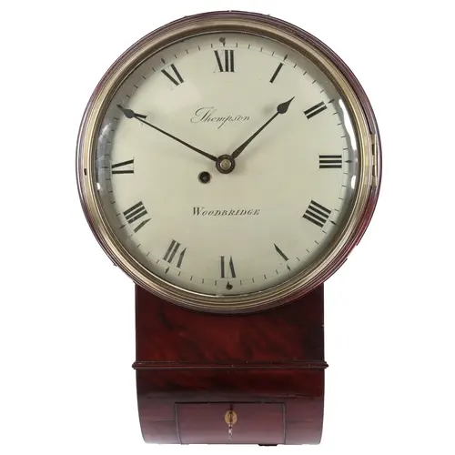A George III mahogany fusee drop dial wall timepiece, with p...