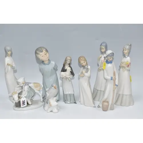 A GROUP OF NINE SCULPTURES mostly from Spanish manufacturers...