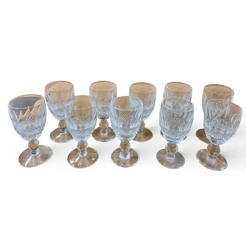 A set of ten Waterford Crystal Coleen pattern Glasses. H 10....