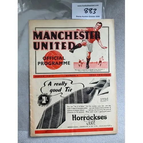 1938 - 1939 Manchester United v Arsenal Football Programme: ...
