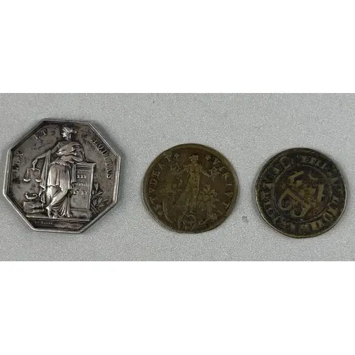 Tokens: 19th century silver French notary tokens, 31 grams....